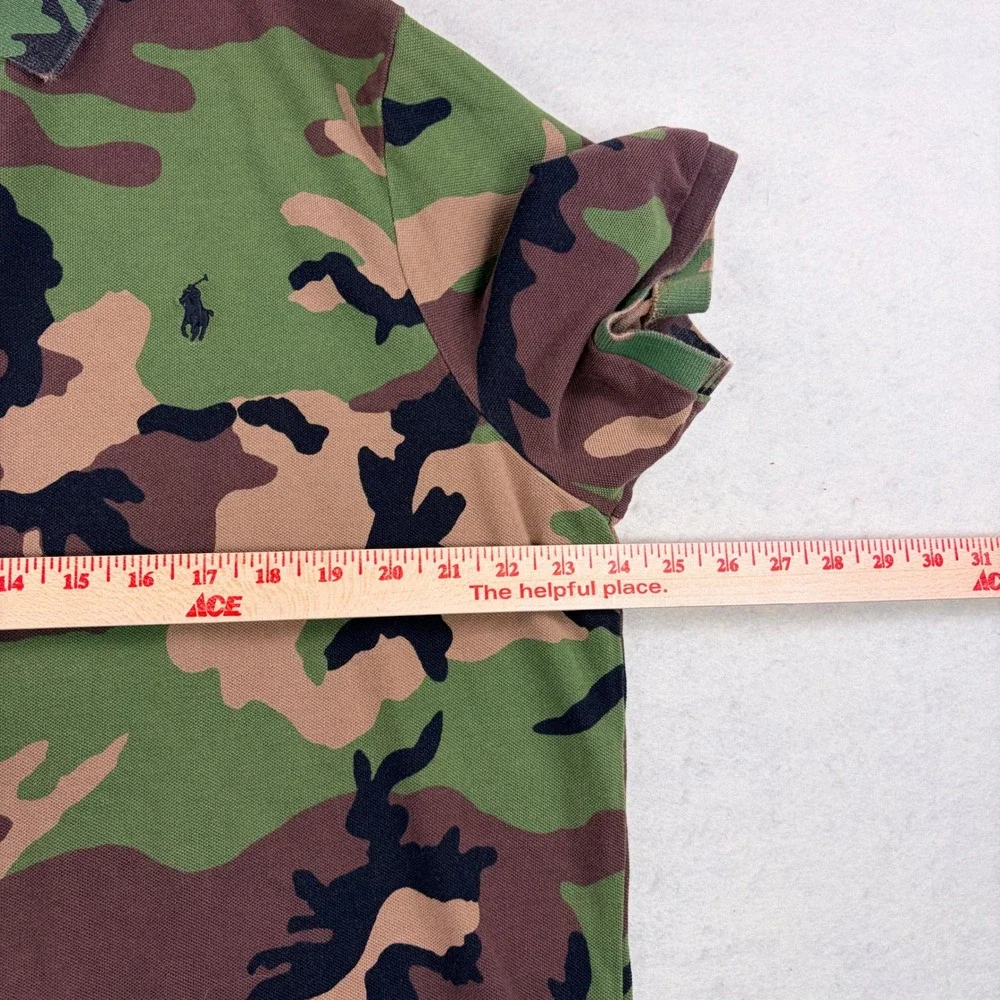 Polo Ralph Lauren Mens Camo Polo Shirt XL Classic Fit Green Brown Cotton Pique